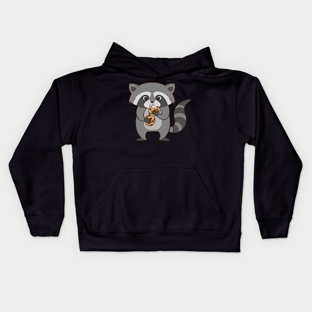 A cute raccoon eats cookies. Kids Hoodie by theanimaldude